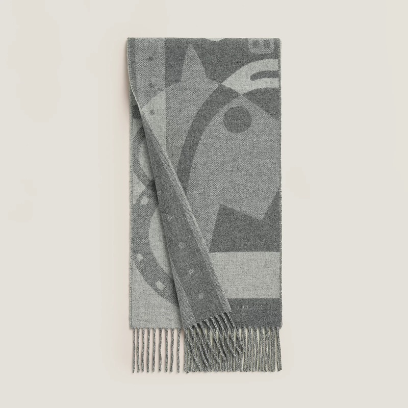 Hermes 男裝淺灰色圍巾 頸巾-0