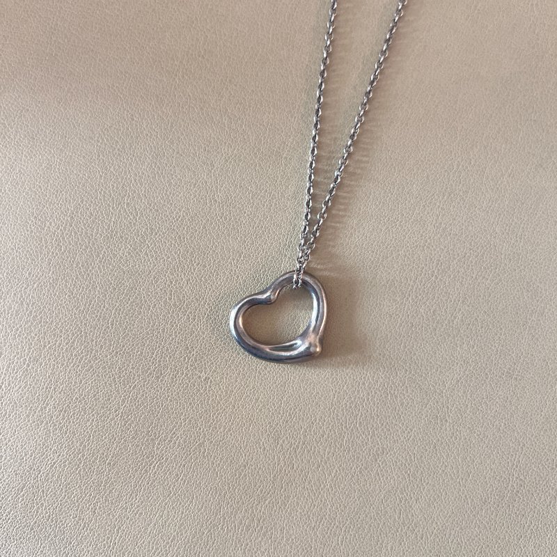 TIFFANY & CO 925純銀中空心形吊墜頸鏈 日本中古二手Vintage-0