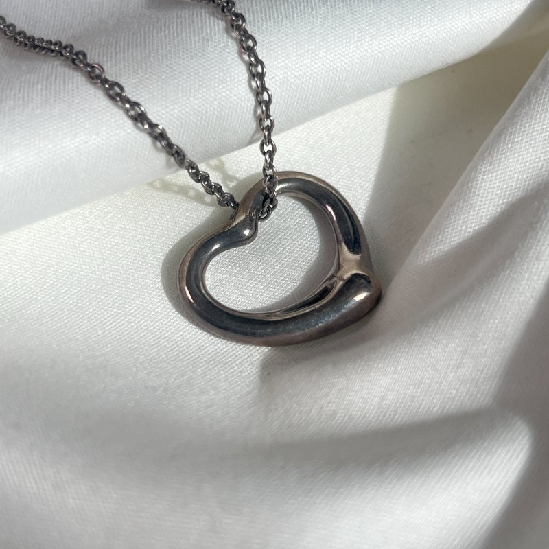TIFFANY & CO 925純銀中空心形吊墜頸鏈 日本中古二手Vintage-3