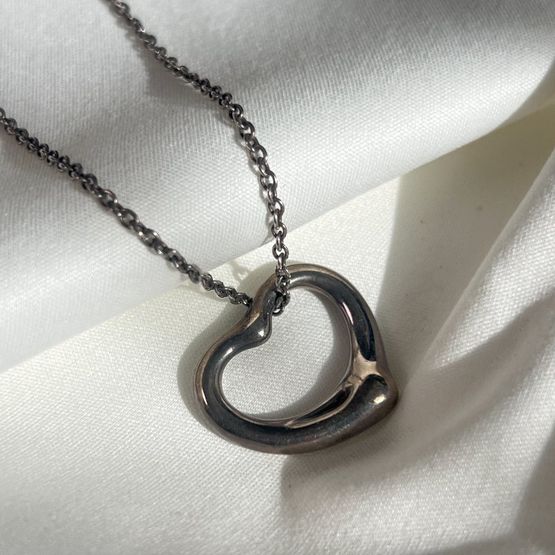 TIFFANY & CO 925純銀中空心形吊墜頸鏈 日本中古二手Vintage-4