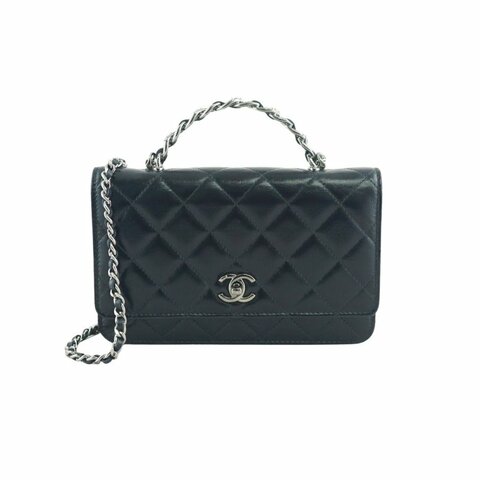 CHANEL 香奈兒 水鑽手柄鍊帶皮夾 WOC 斜背包 肩背包(芯片款/附購證)