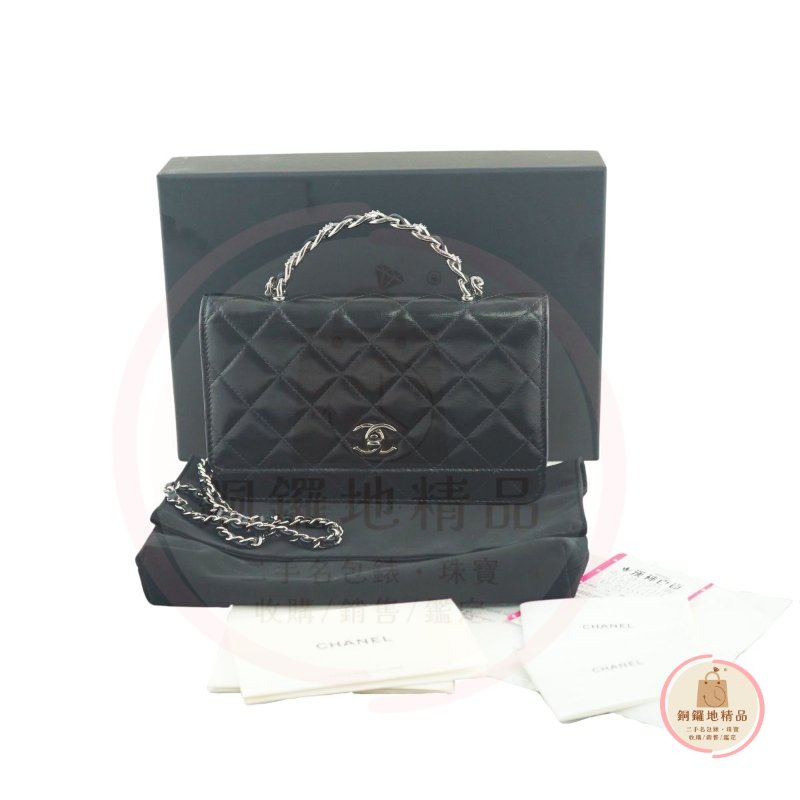 CHANEL 香奈兒 水鑽手柄鍊帶皮夾 WOC 斜背包 肩背包(芯片款/附購證)-3