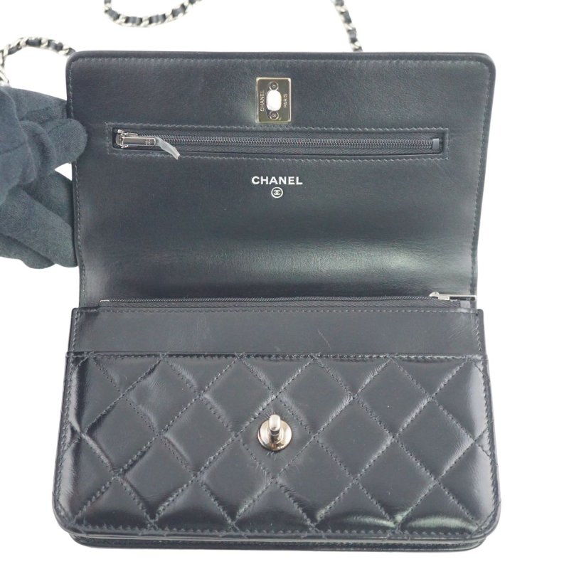 CHANEL 香奈兒 水鑽手柄鍊帶皮夾 WOC 斜背包 肩背包(芯片款/附購證)-11