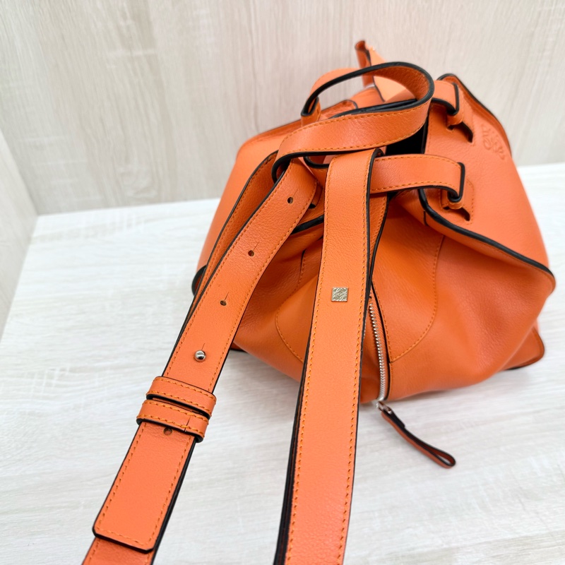 LOEWE橘色牛皮小號吊床包Hammock-11