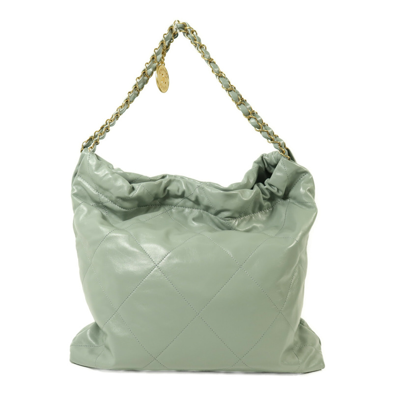 CHANEL 牛皮皮革Chanel 22金扣鏈帶肩背袋-1