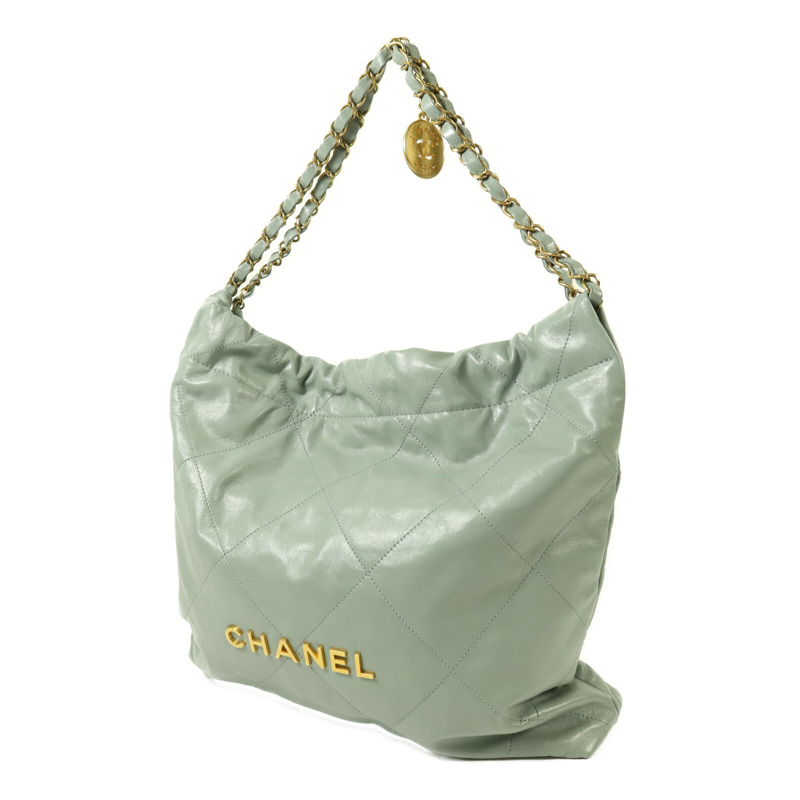 CHANEL 牛皮皮革Chanel 22金扣鏈帶肩背袋-2