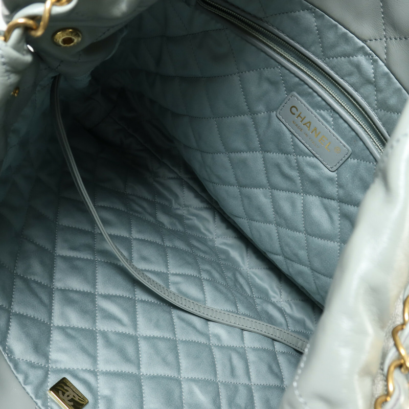 CHANEL 牛皮皮革Chanel 22金扣鏈帶肩背袋-4