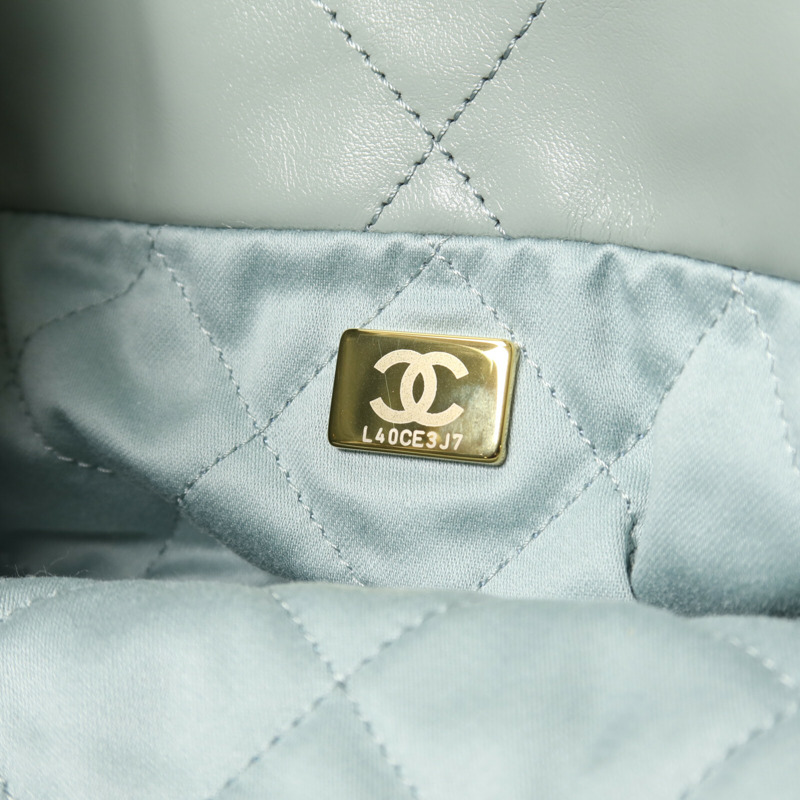 CHANEL 牛皮皮革Chanel 22金扣鏈帶肩背袋-6