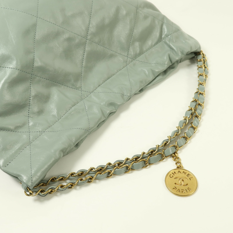 CHANEL 牛皮皮革Chanel 22金扣鏈帶肩背袋-7