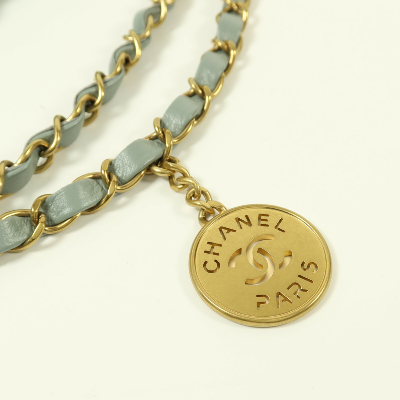 CHANEL 牛皮皮革Chanel 22金扣鏈帶肩背袋-8