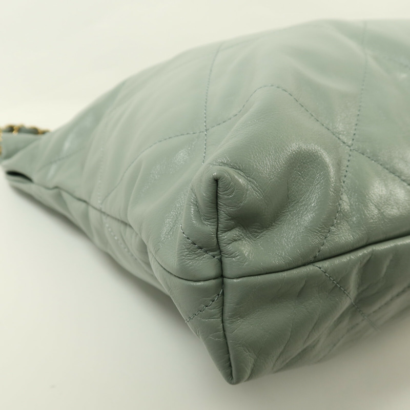 CHANEL 牛皮皮革Chanel 22金扣鏈帶肩背袋-13