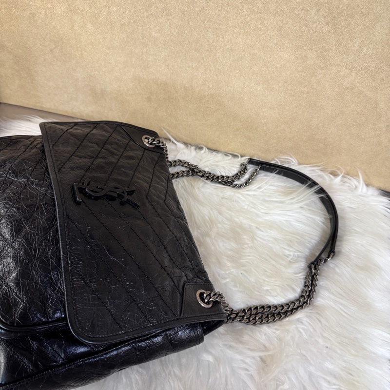 YSL Niki中號 黑復刻牛皮-10