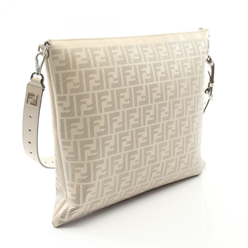 FENDI FF logo 肩斜背包 7VA604 白色皮革 二手 男士-1