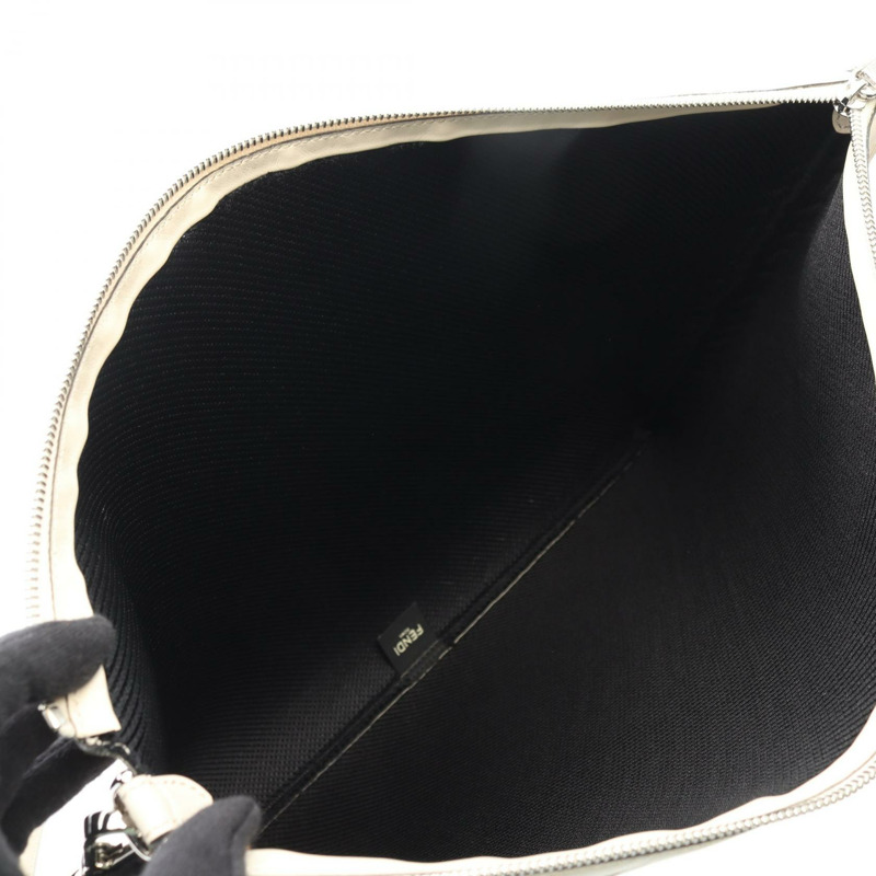 FENDI FF logo 肩斜背包 7VA604 白色皮革 二手 男士-2