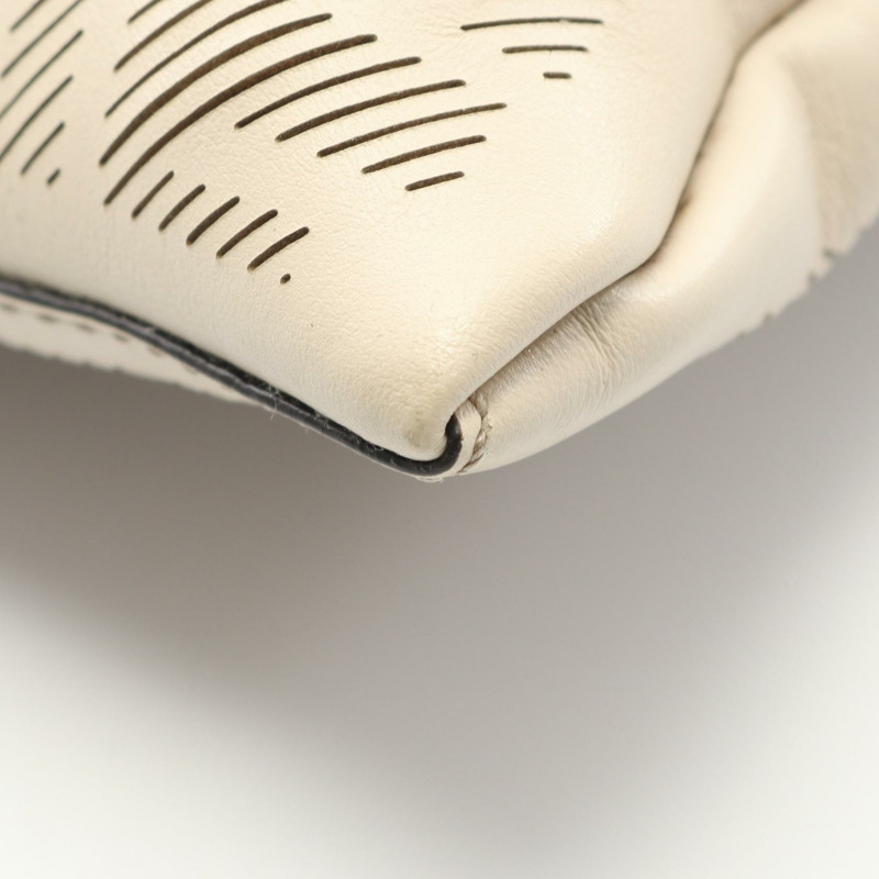 FENDI FF logo 肩斜背包 7VA604 白色皮革 二手 男士-4