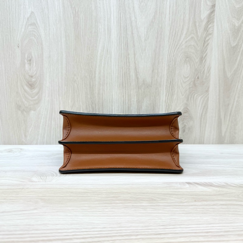 LV雙色原花拼咖啡色皮革金釦mini達芙妮M44580-4