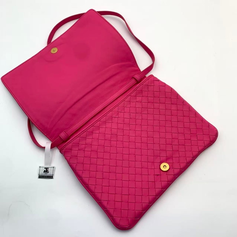 Bottega Veneta葆蝶家信封包 桃紅色牛皮 Bv經典編織物斜挎包【過年紅噹噹精選❤️🔥】-2