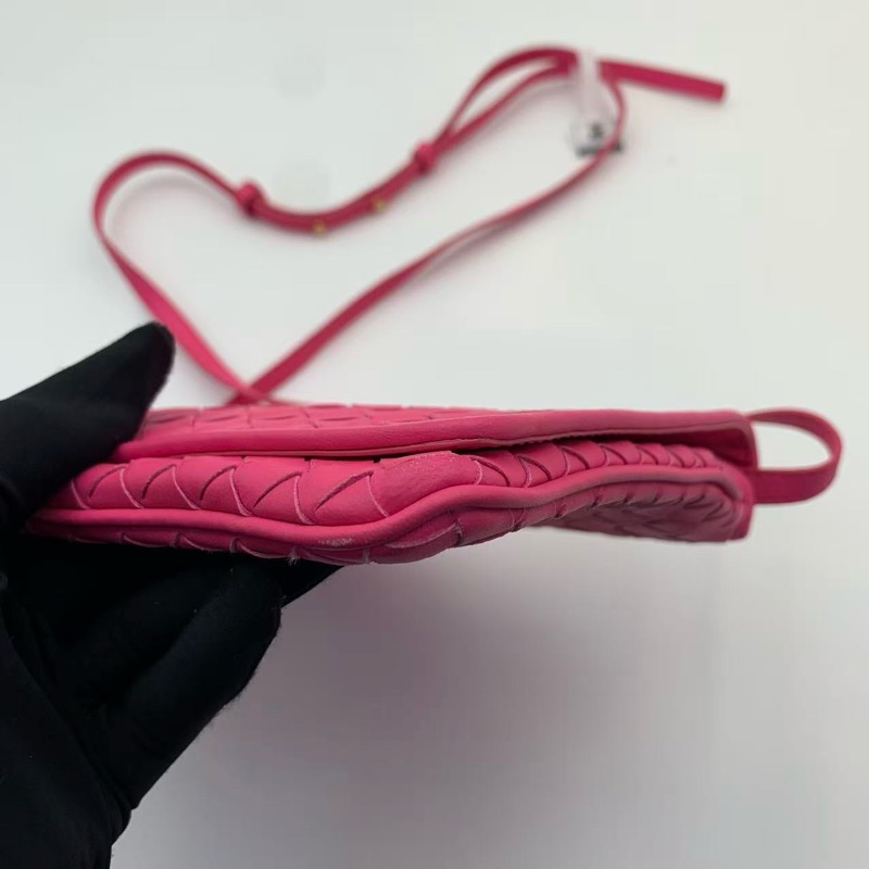 Bottega Veneta葆蝶家信封包 桃紅色牛皮 Bv經典編織物斜挎包【過年紅噹噹精選❤️🔥】-5