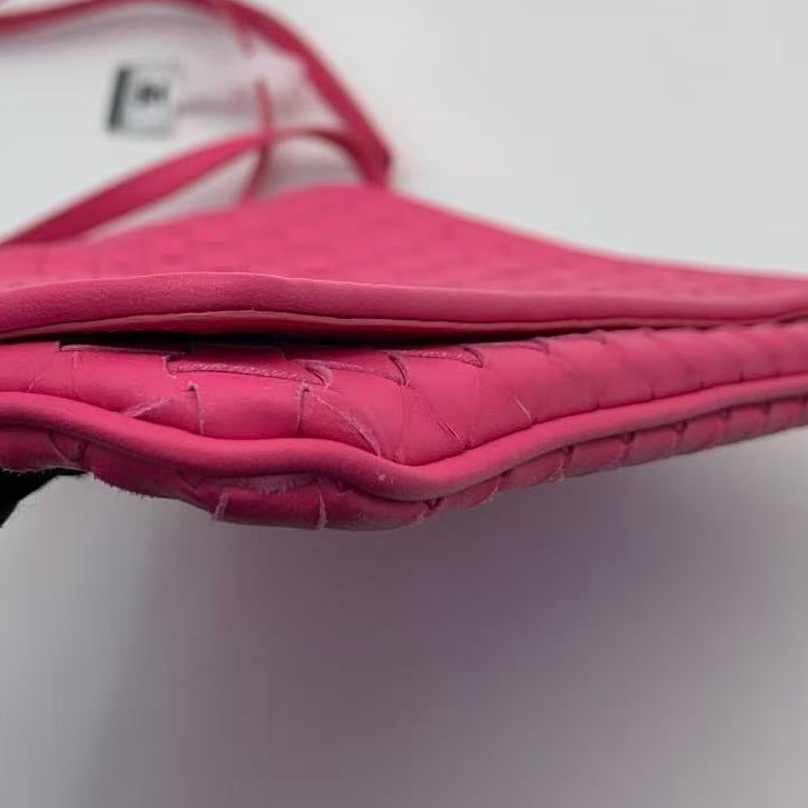 Bottega Veneta葆蝶家信封包 桃紅色牛皮 Bv經典編織物斜挎包【過年紅噹噹精選❤️🔥】-8