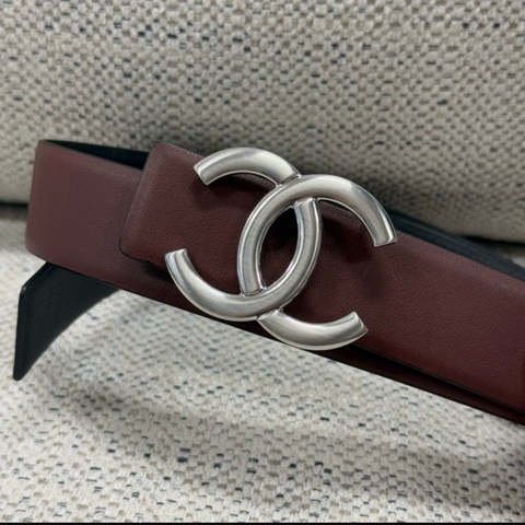 Chanel CHANEL 香奈兒 Logo標識針扣牛皮 皮帶 男女同款 黑色 寬3CM