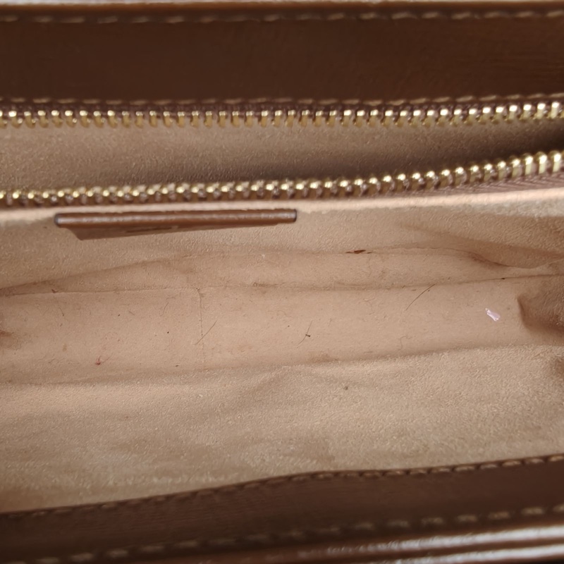 GUCCI 1955馬銜扣全皮郵差包褐色牛皮肩背包金扣-5