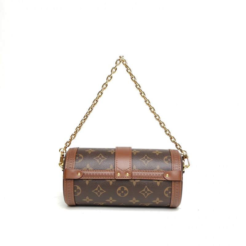 LOUIS VUITTON PAPILLON巴比龍TRUNK鏈條圓桶包老花PVC肩背包晶片-2