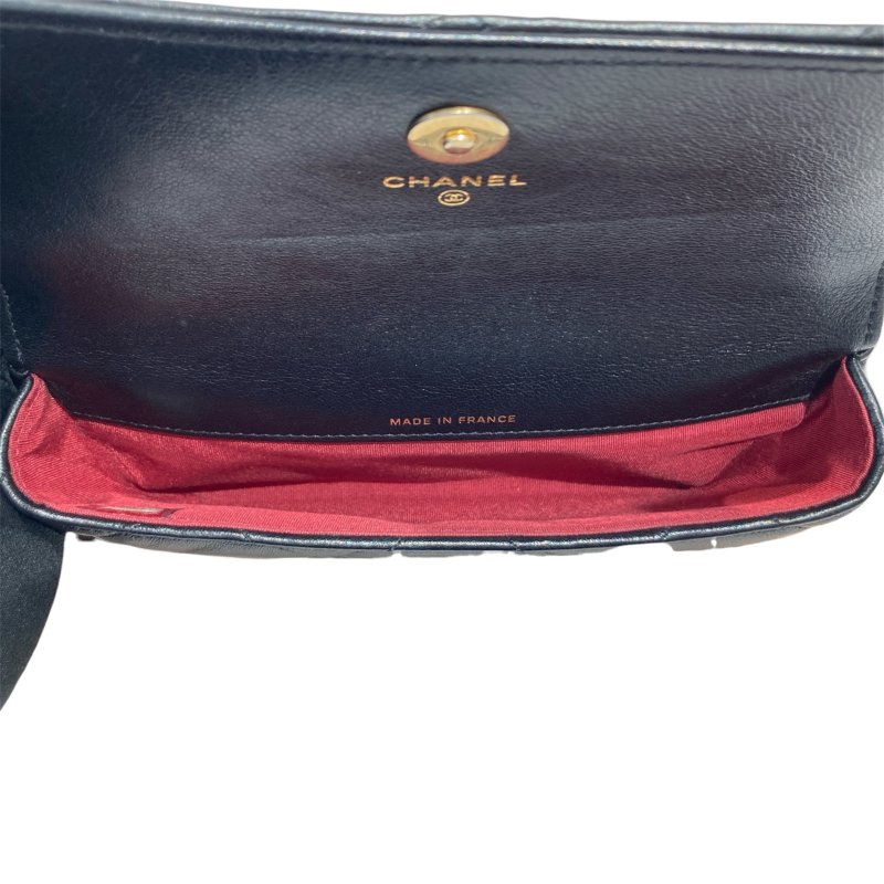 CHANEL 香奈兒 19 菱格紋 皮革 眼鏡包 手機包 黑色-12