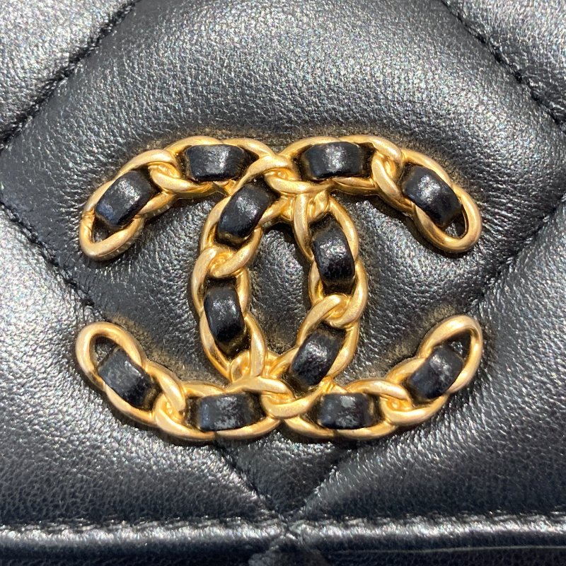 CHANEL 香奈兒 19 菱格紋 皮革 眼鏡包 手機包 黑色-16