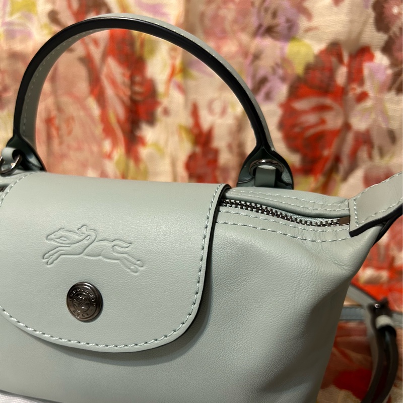 LONGCHAMP LE PLIAGE XTRA 系列牛皮水餃包/斜背/手提 XS鼠尾草綠 有防塵袋-2