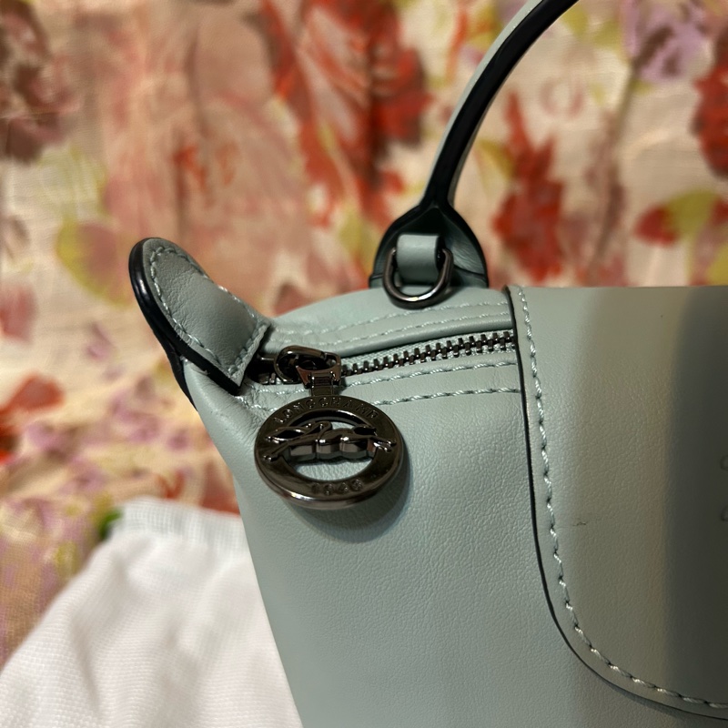 LONGCHAMP LE PLIAGE XTRA 系列牛皮水餃包/斜背/手提 XS鼠尾草綠 有防塵袋-3