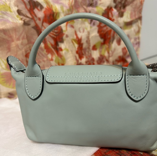 LONGCHAMP LE PLIAGE XTRA 系列牛皮水餃包/斜背/手提 XS鼠尾草綠 有防塵袋-6