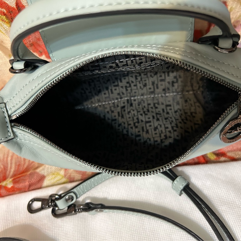 LONGCHAMP LE PLIAGE XTRA 系列牛皮水餃包/斜背/手提 XS鼠尾草綠 有防塵袋-11