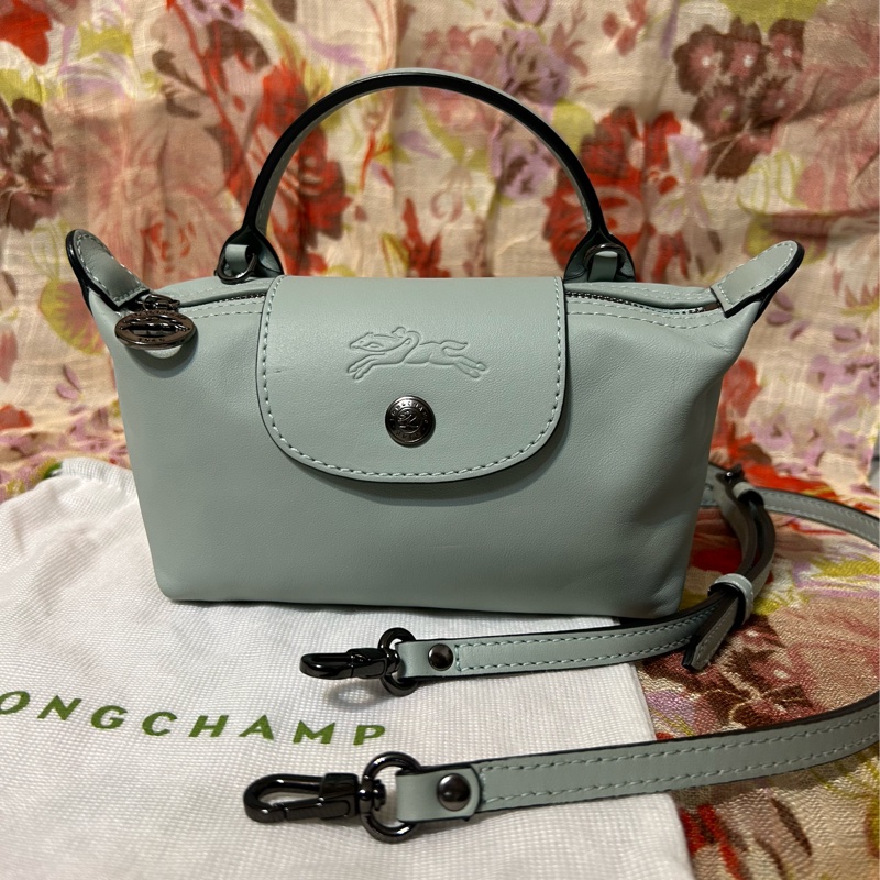 LONGCHAMP LE PLIAGE XTRA 系列牛皮水餃包/斜背/手提 XS鼠尾草綠 有防塵袋-21