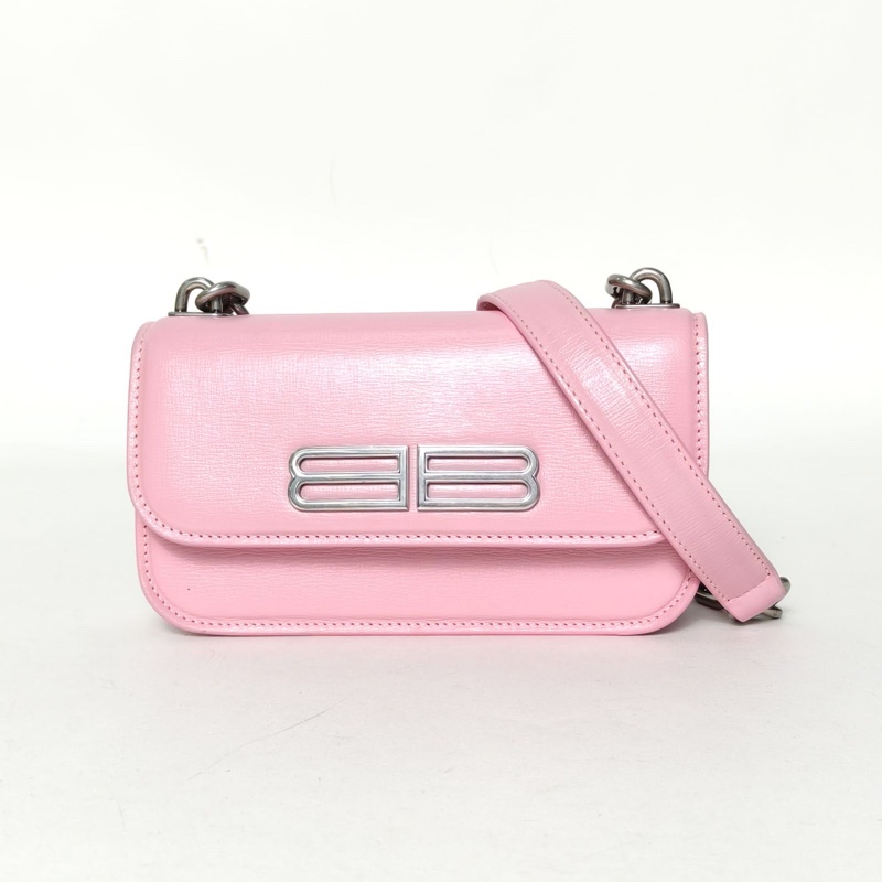 BALENCIAGA 粉色牛皮Gossip單肩包XS-0