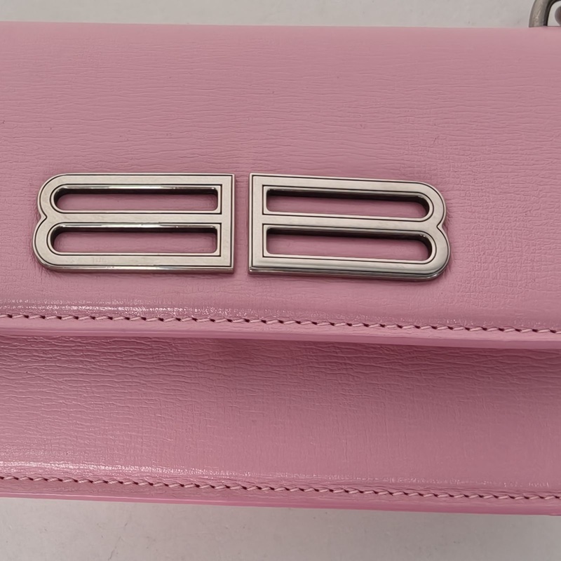 BALENCIAGA 粉色牛皮Gossip單肩包XS-4