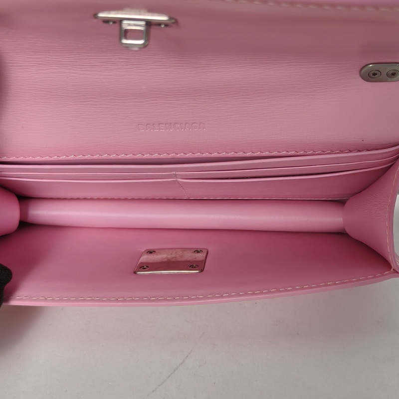 BALENCIAGA 粉色牛皮Gossip單肩包XS-5