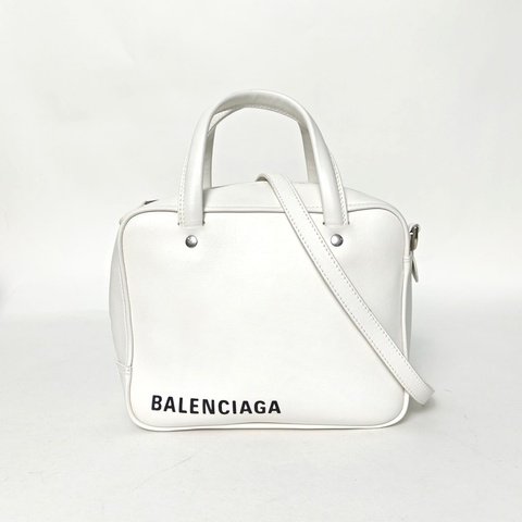 BALENCIAGA 白色牛皮方塊包手拎包