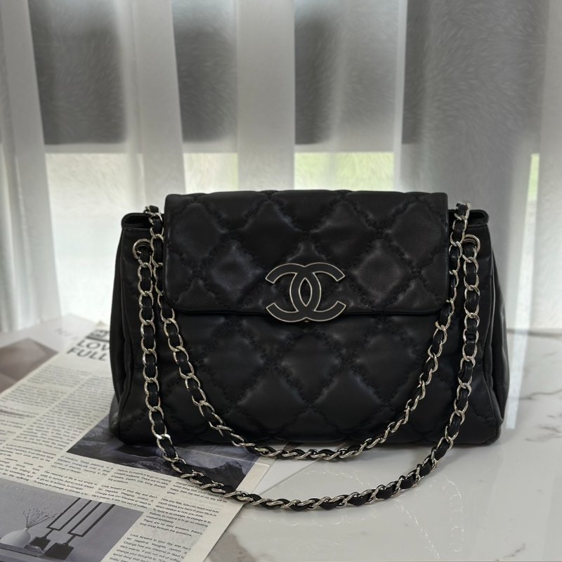 CHANEL Hampton肩背包 - 黑銀17開-0