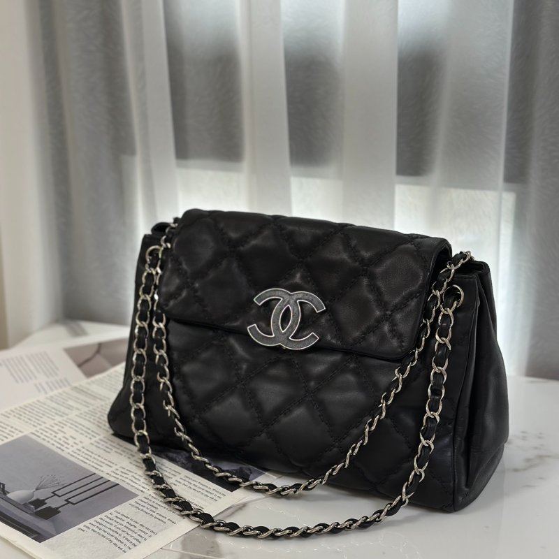 CHANEL Hampton肩背包 - 黑銀17開-3