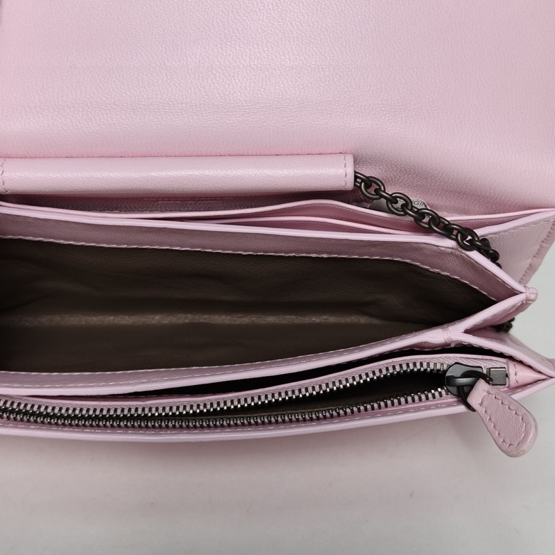 BOTTEGA VENETA 粉色羊皮鎢鋼扣經典編織Woc鏈條包肩背包-4