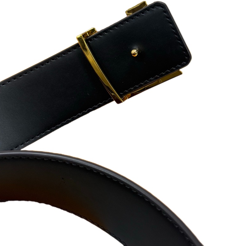 Louis Vuitton LOUIS VUITTON 標誌字母壓花平滑扣 Pyramide 牛皮金屬帆布 皮帶 男款 棕色寬4cm-3