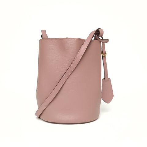 Burberry 豆沙粉牛皮全皮水桶單肩包