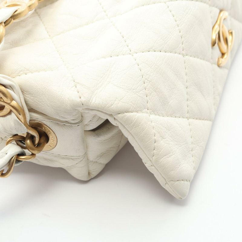 香奈兒 (CHANEL) 絎縫單肩包 AS2479 羊皮（綿羊皮）白色二手女款-8