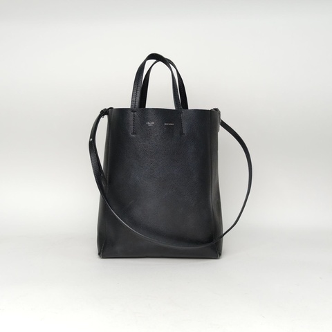 CELINE CABAS水桶包小號黑色牛皮銀扣肩背包