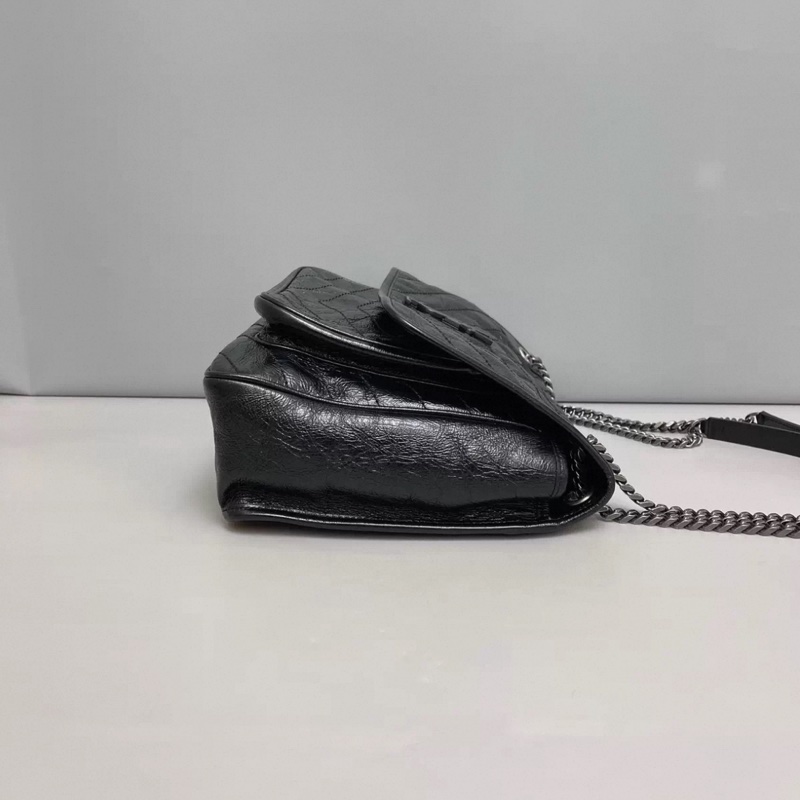 YSL聖羅蘭 Niki大號黑色全皮銀鏈郵差包-3