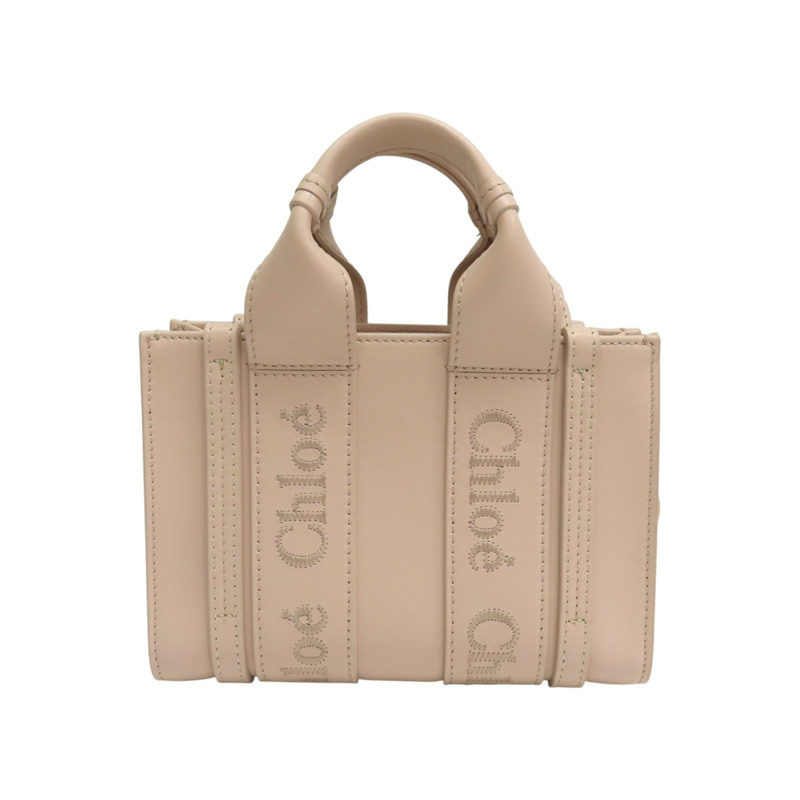 粉色 牛皮 Woody mini 托特包 肩背包【Chloe 克羅伊】 CHC22AP237I266J5-1