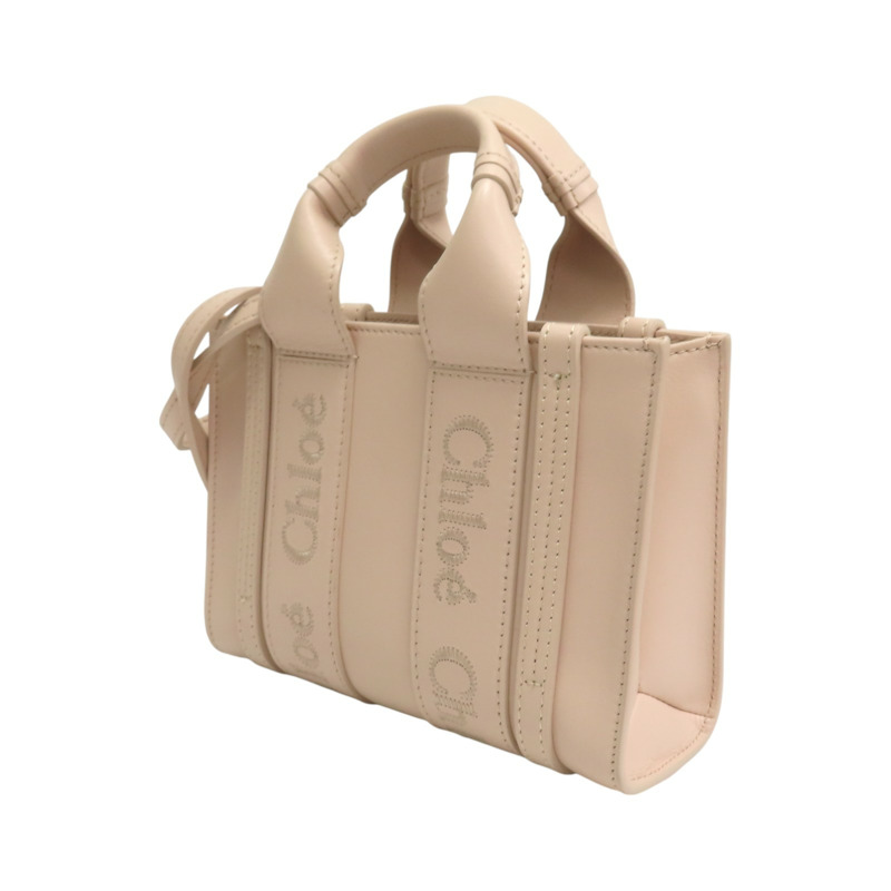 粉色 牛皮 Woody mini 托特包 肩背包【Chloe 克羅伊】 CHC22AP237I266J5-2
