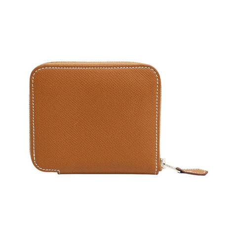 金棕色 Epsom牛皮 Silk In Compact 拉鍊 短夾 D刻【HERMES 愛馬仕】 H085209CKAA