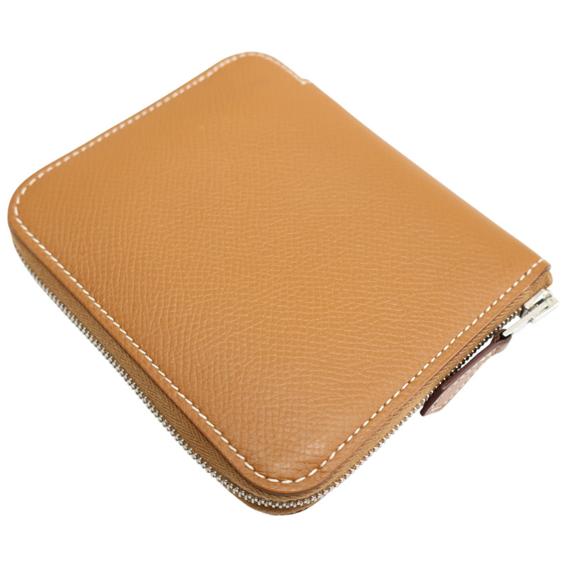 金棕色 Epsom牛皮 Silk In Compact 拉鍊 短夾 D刻【HERMES 愛馬仕】 H085209CKAA-3