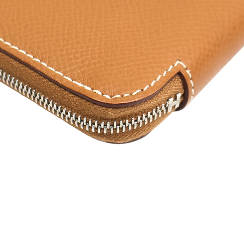金棕色 Epsom牛皮 Silk In Compact 拉鍊 短夾 D刻【HERMES 愛馬仕】 H085209CKAA-8